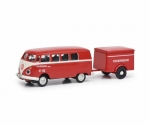 VW T1c Bus with Trailer Red and Cr 1:87  452661800